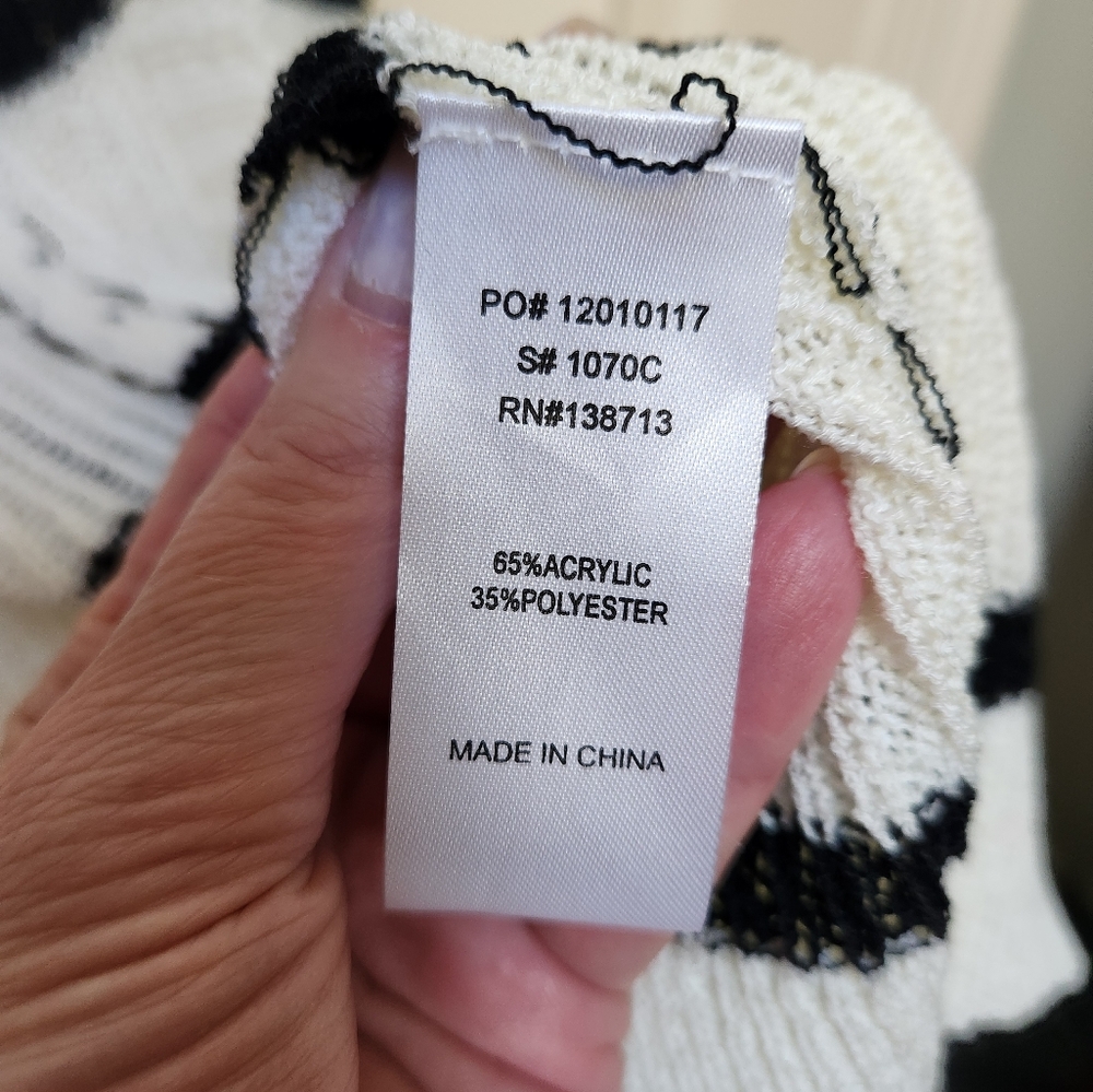 Doe and Rae Striped Black and Cream Women's Duster Cardigan, Small, NWOT - Picture 8 of 12
